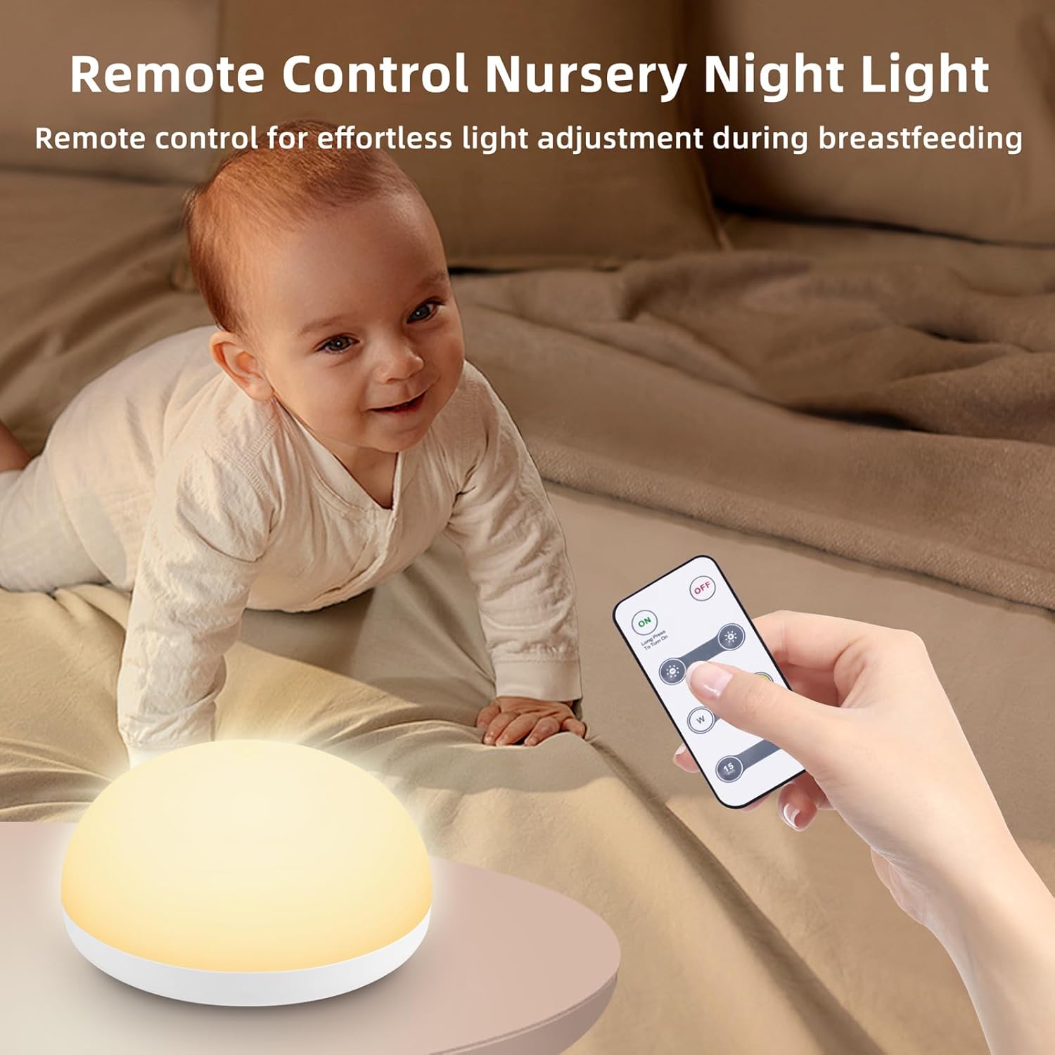Baby Night Light,Touch Control for Baby Nursery with Remote and Timer - Rechargeable and Portable for Breastfeeding,Dimmable Nursery Light with 2 Color Modes